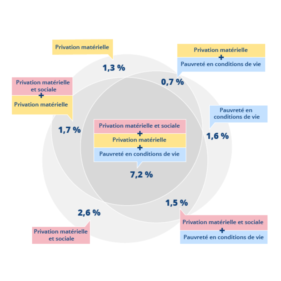 Recouvrement des différentes formes de pauvreté non monétaire en 2019